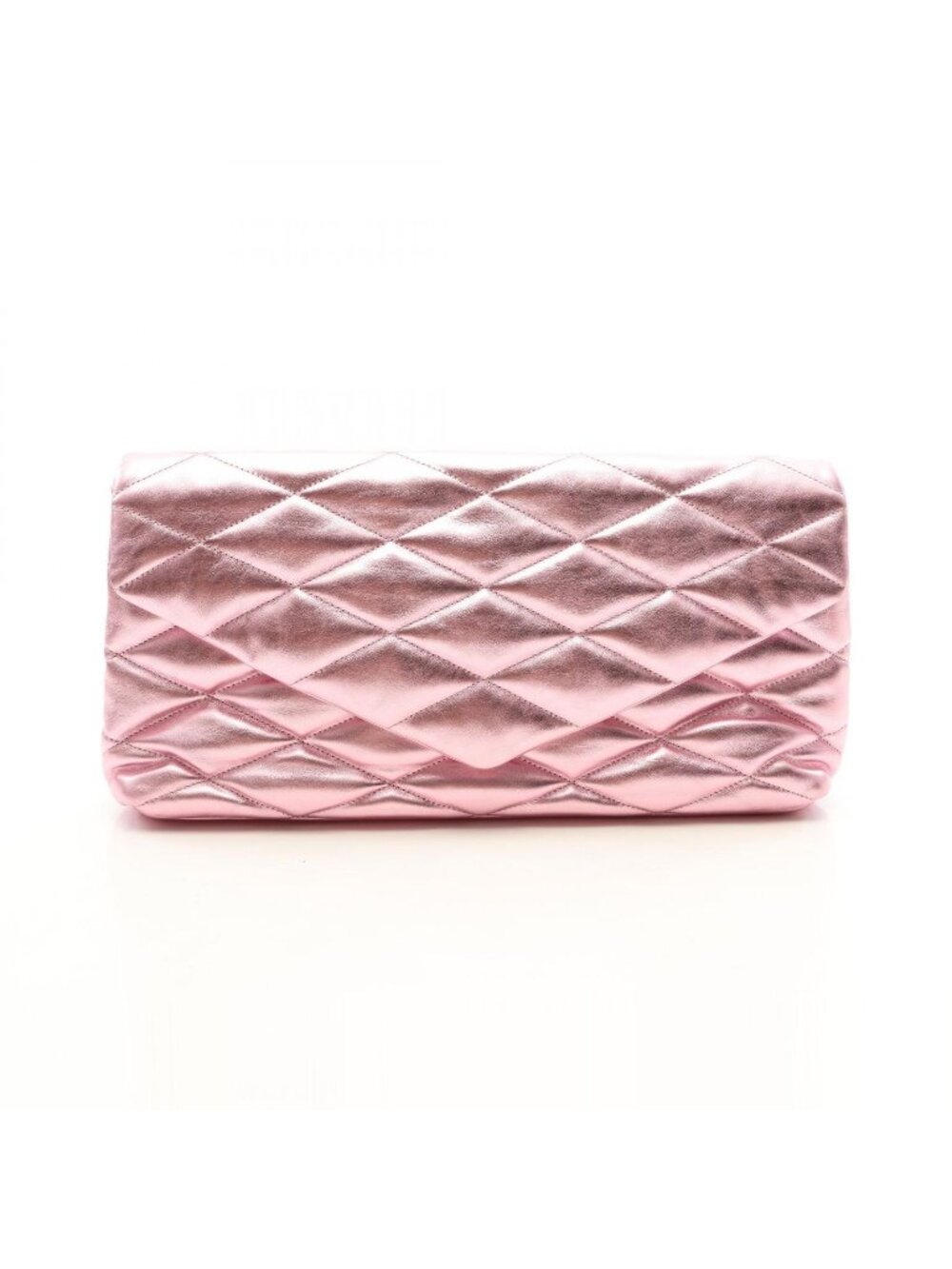 Saint Laurent Paris Clutch YSL Metal Pink Leather